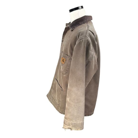 Vintage Carhartt Barn Chore Work Jacket Mens Large Chestnut Brown Trashed C02CHT - Picture 3 of 15
